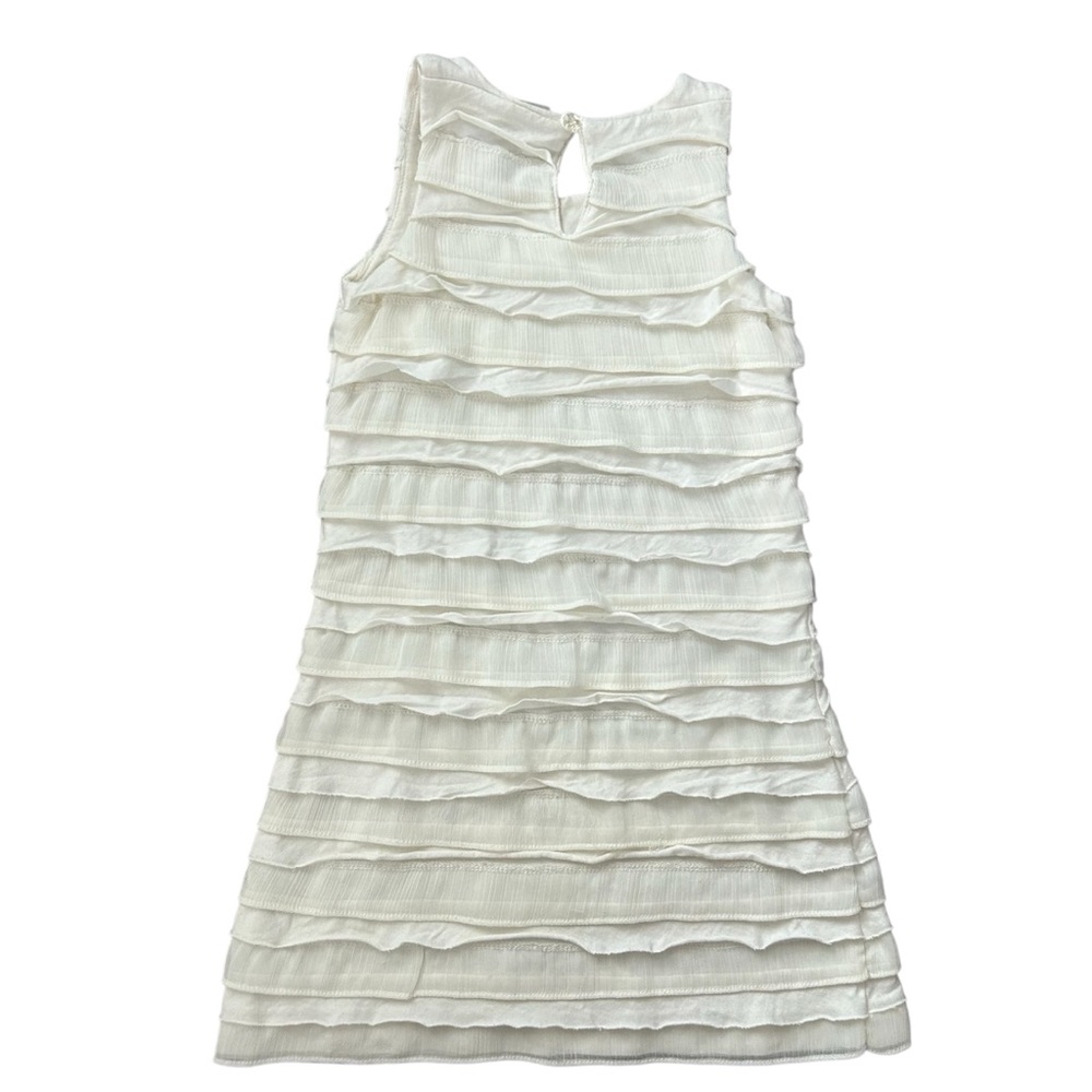 crewcuts Girls White 100% Cotton Lined Knit Ruffle Tank A-Line Dress Size 6 - Picture 2 of 4